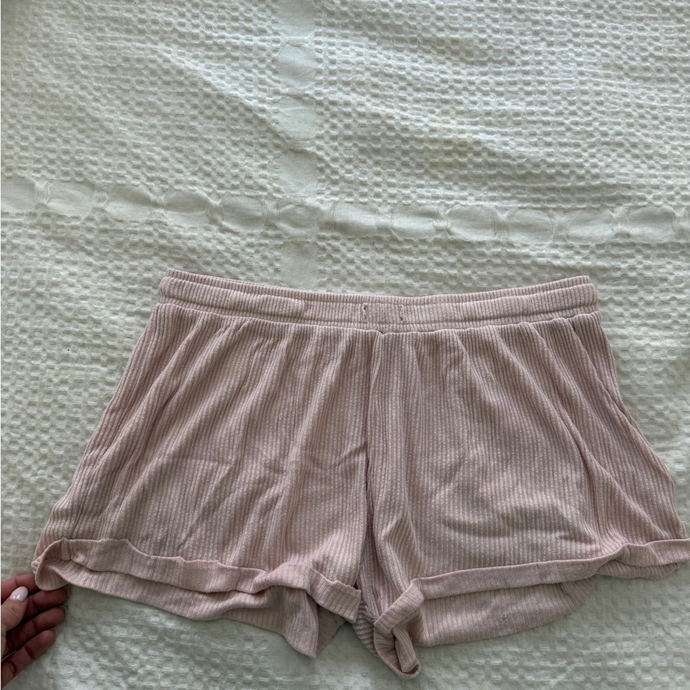 Cozy Pink Ribbed Sleep Shorts